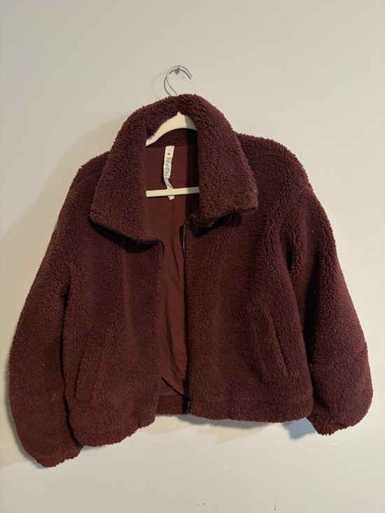 lululemon athletica Jackets & Blazers - Lululemon Cinchable Fleece Teddy Zip Up Jacket Red Merlot